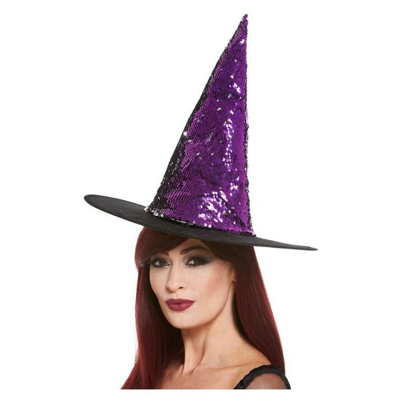 Reversible Sequin Witch Hat Purple & Womens