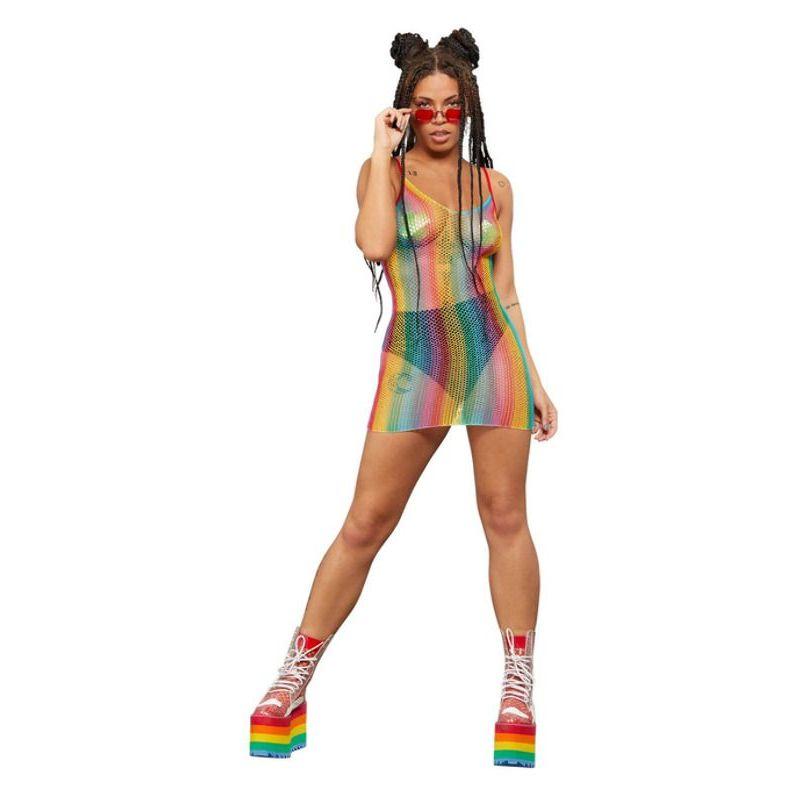 Fever Rainbow Fishnet Dress Womens