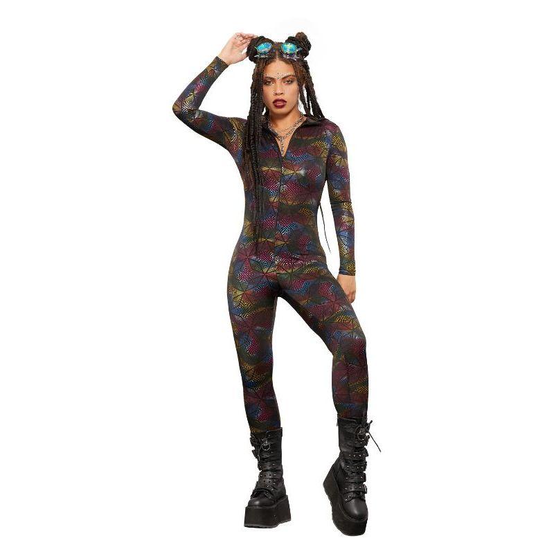 Fever Miss Whiplash Geometric Print Catsuit