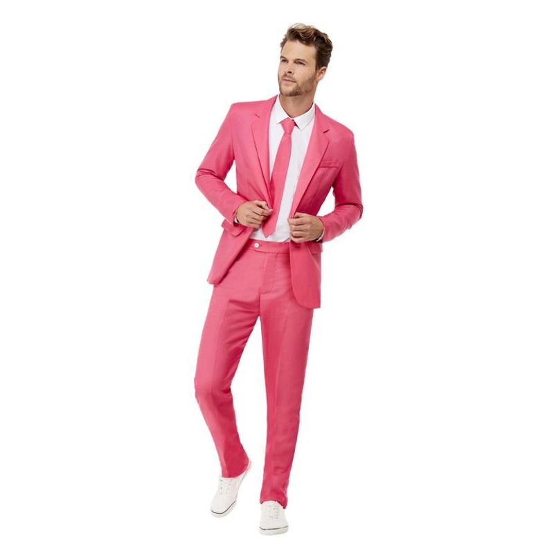 Solid Colour Suit Hot Pink Mens