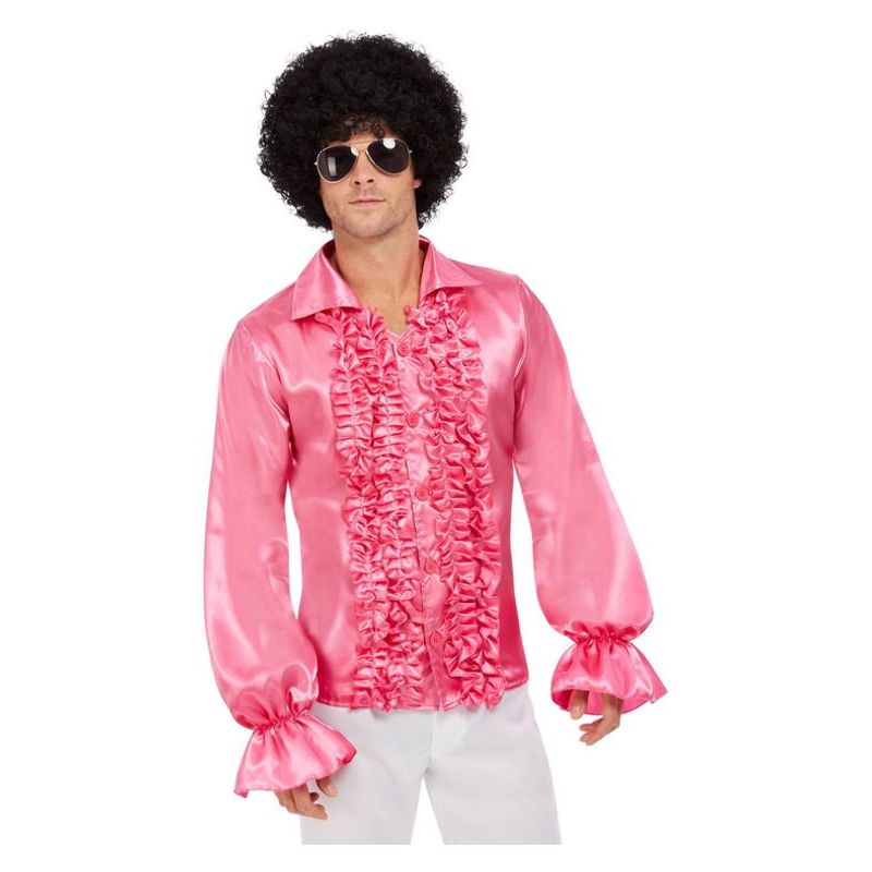 60's Ruffled Shirt Hot Pink Mens -1