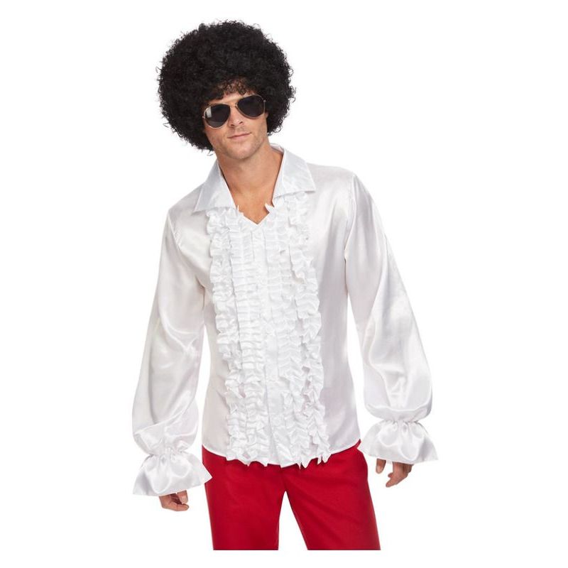 60's Ruffled Shirt White Mens -1