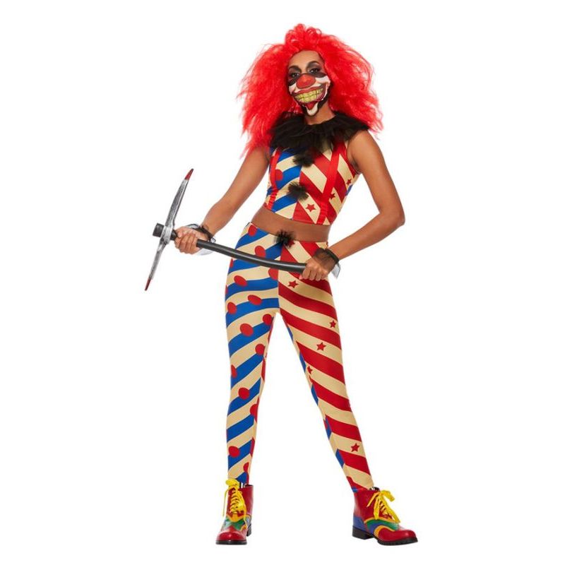 Creepy Clown Costume Red & Blue Womens