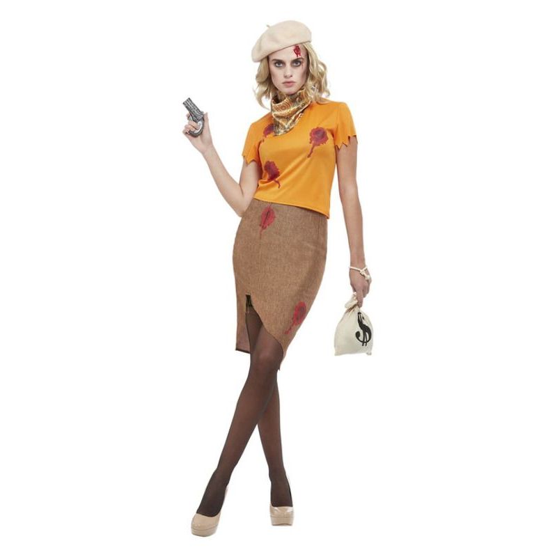 Bonnie Zombie Gangster Costume Orange Womens -1