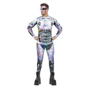 Cyber Space Alien Costume Adult Multi Coloured Bodysuit
