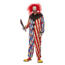 Creepy Clown Mens Circus Costume Jumpsuit Mask Neck Ruffle