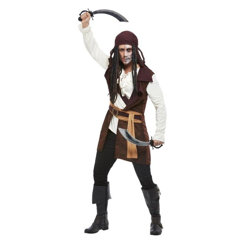 Dark Spirit Pirate Costume Brown Mens White