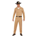 80s Sheriff Costume Beige Mens Brown -1
