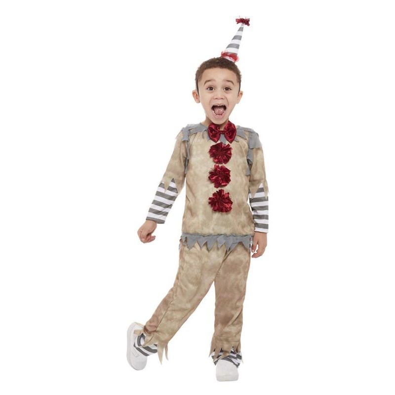 Toddler Vintage Clown Costume Grey Unisex Beige