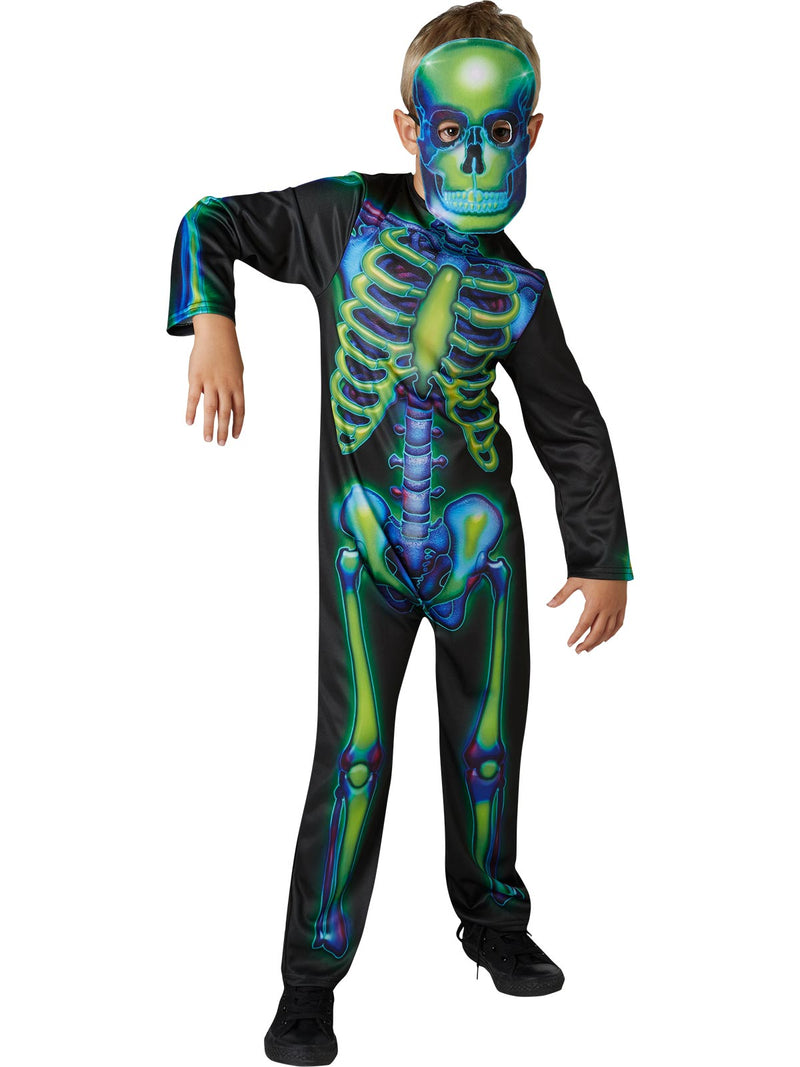 Neon Skeleton Glow In The Dark Costume Child Boys