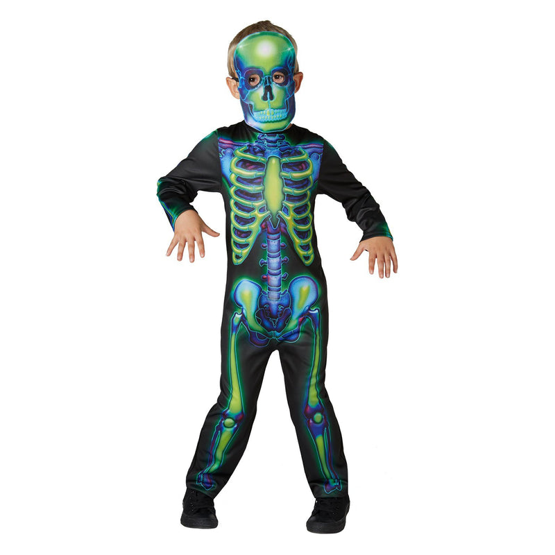 Neon Skeleton Glow In The Dark Costume Child Boys