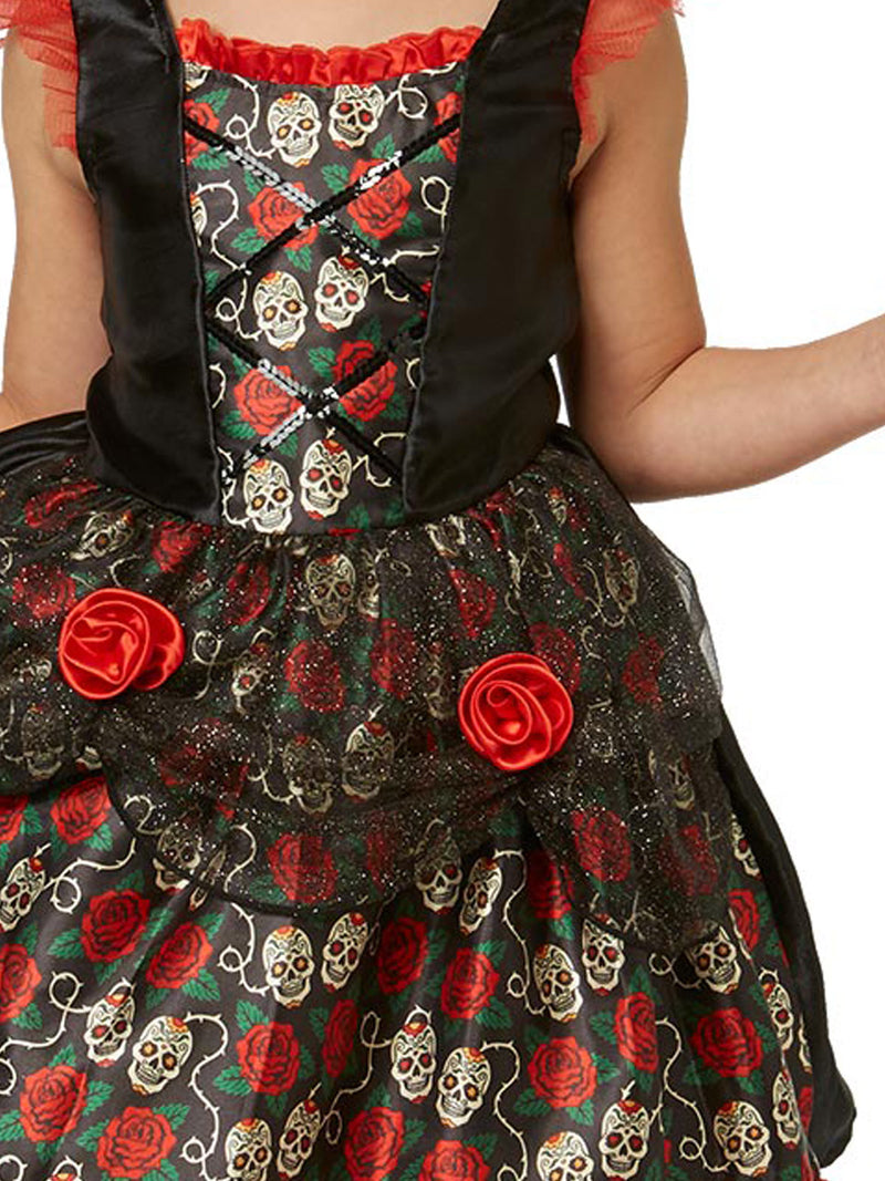 Red Rose Day Of The Dead Costume Child Girls