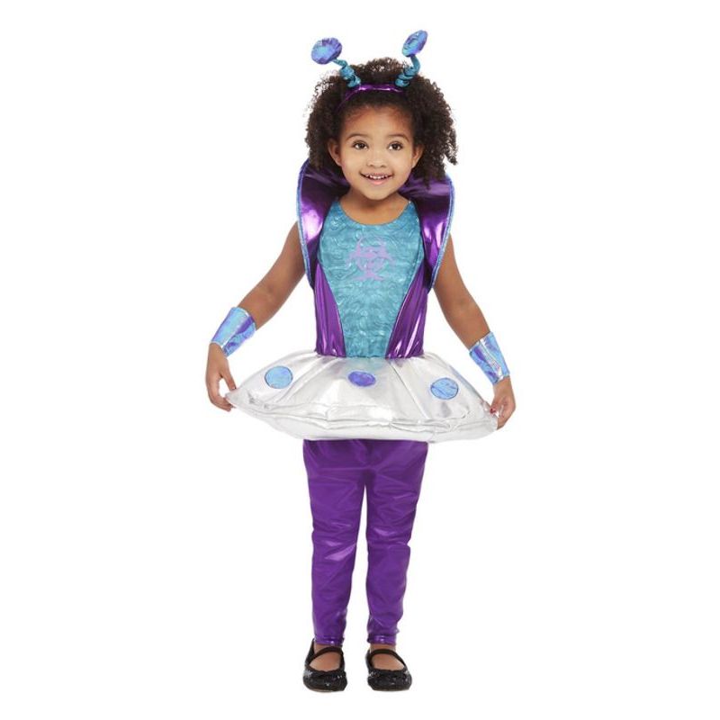 Toddler Alien Costume Silver Girls Purple