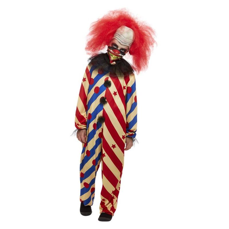 Creepy Clown Costume Red & Blue Boys Yellow