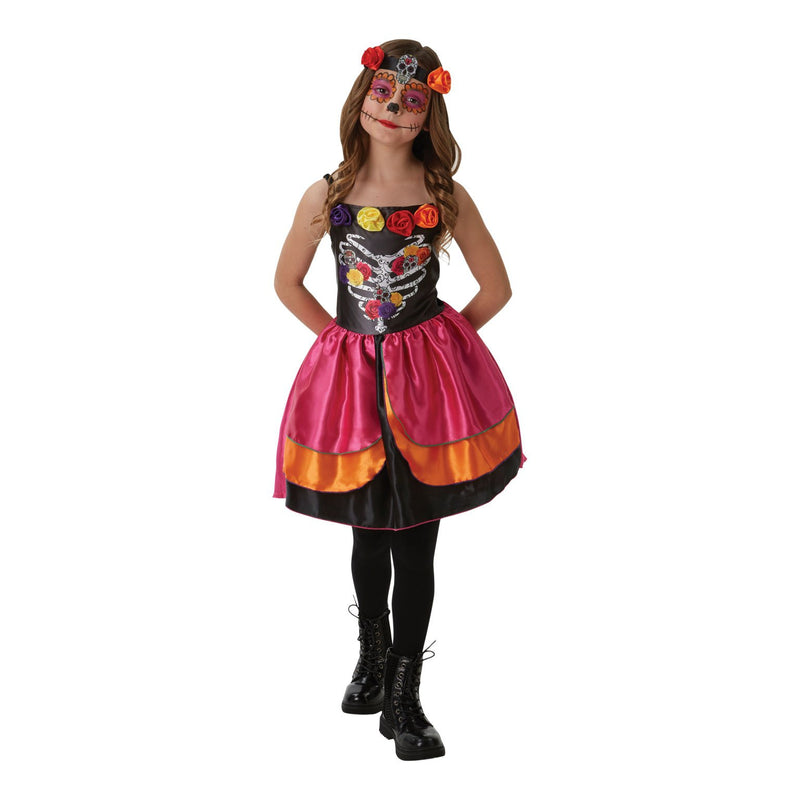 Sugar Skull Day Of The Dead Costume Child Girls -1