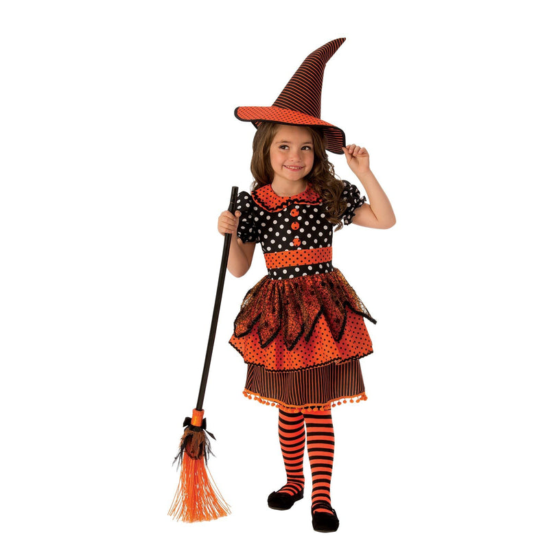 Polka Dot Witch Costume Girls Orange