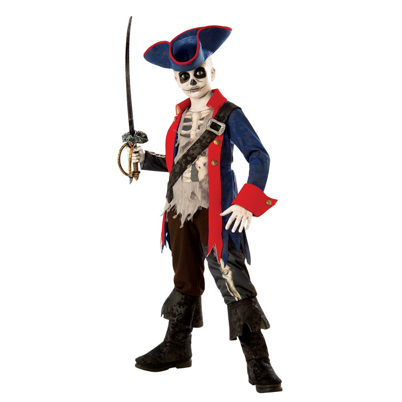 Captain Bones Pirate Costume Child Boys Blue