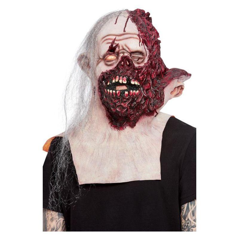 Deluxe Burnt Face Overhead & Neck Mask Latex Unisex Red