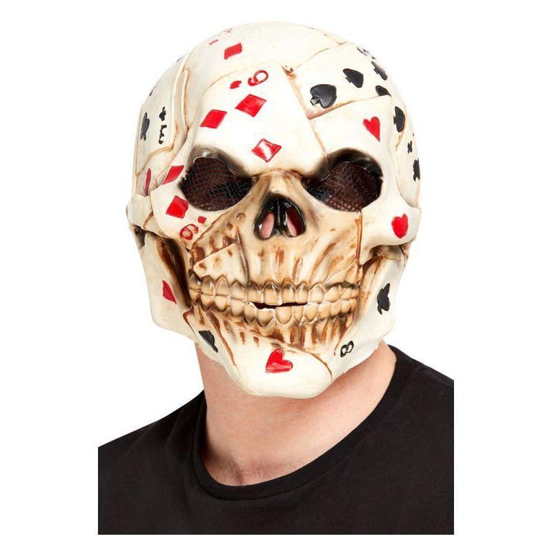 Poker Face Skull Overhead Mask Latex Unisex White