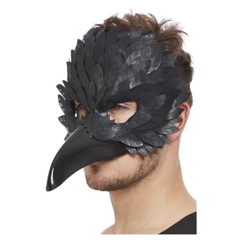 Raven Mask Long Beak Mock Feathers Black