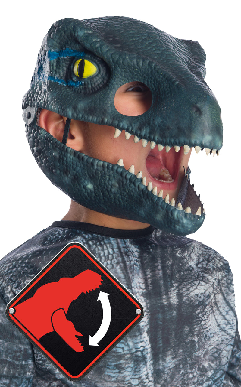 Velociraptor Blue Moveable Jaw Mask - Child