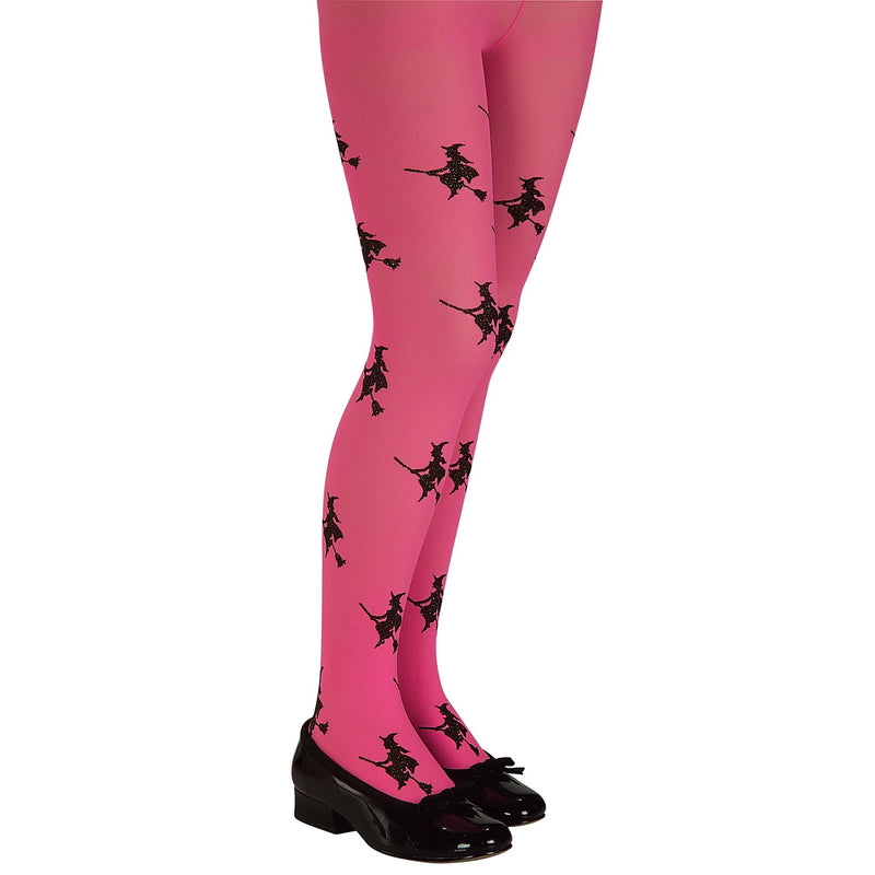 Glitter Witch Tights Pink Child Girls -1