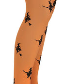 Glitter Witch Tights Orange Child Girls -2