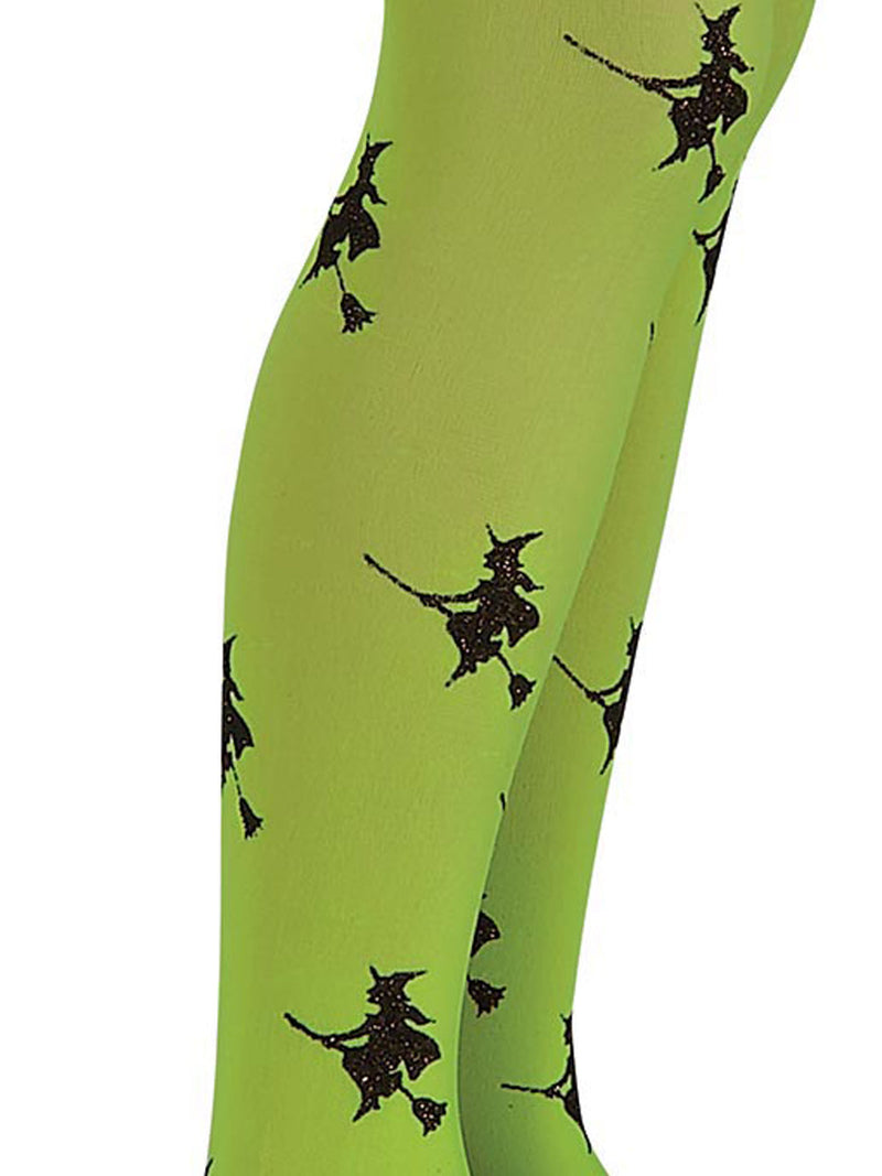 Glitter Witch Tights Green Child Girls -2