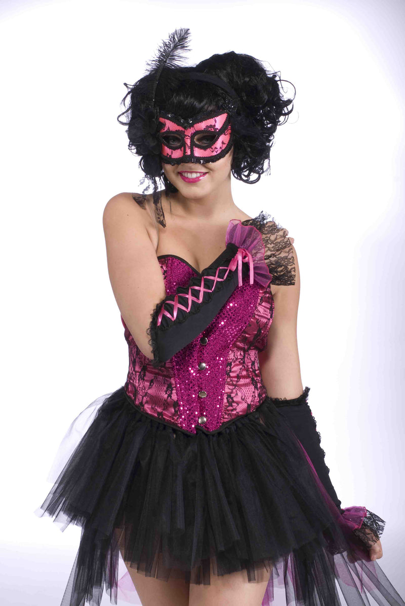 Burlesque Half Mask - Pink/black
