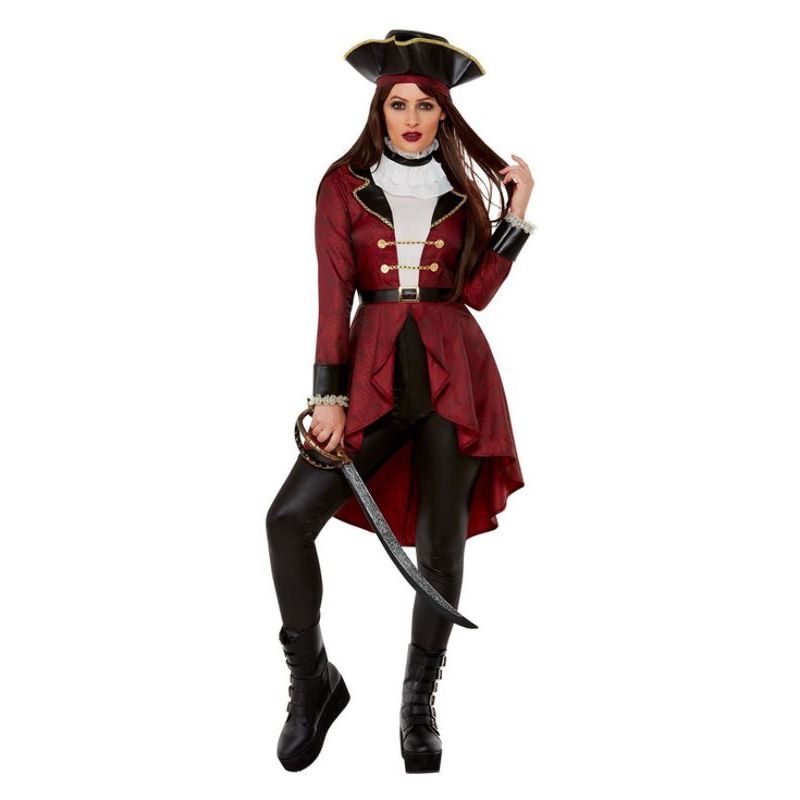 Deluxe Swashbuckler Pirate Costume Burgundy Womens Red