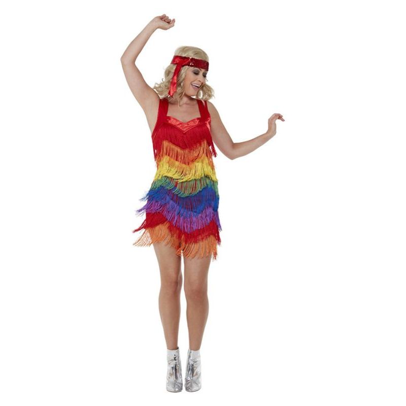 Rainbow Pride 20s Flapper Dress Multicoloured Womens