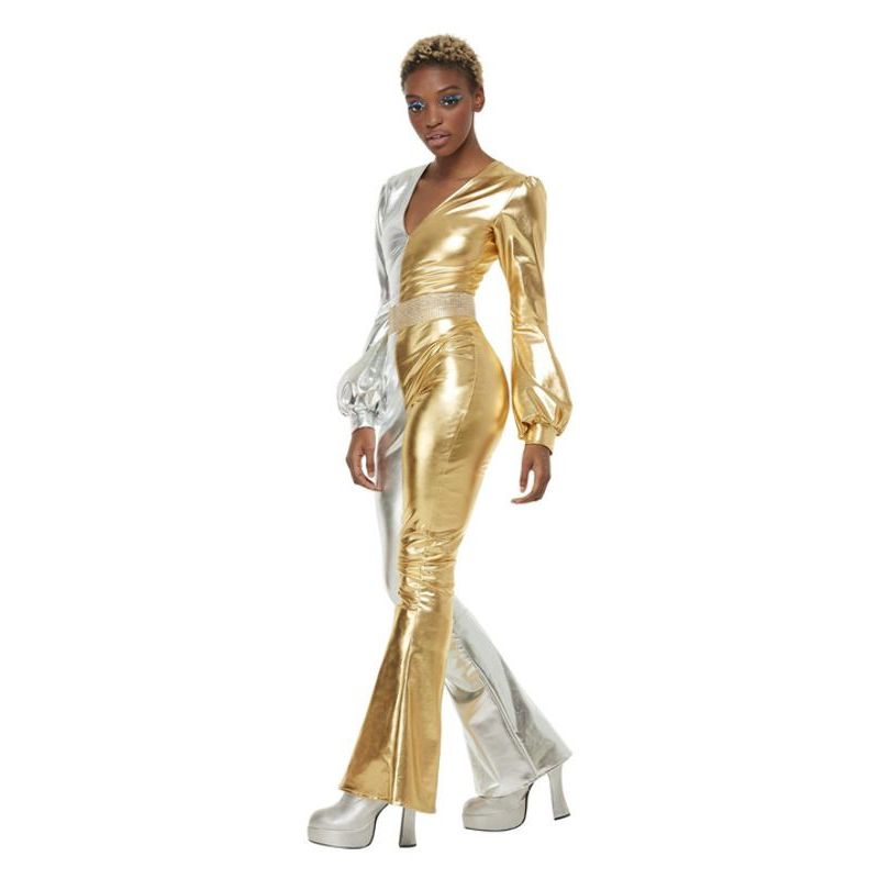 70s Super Chic Costume Gold & Silver Womens -1