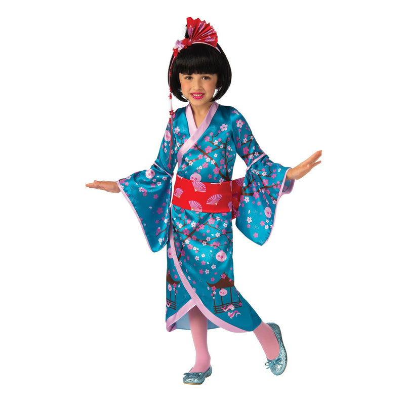 Cherry Blossom Japanese Princess Costume Child Girls Blue