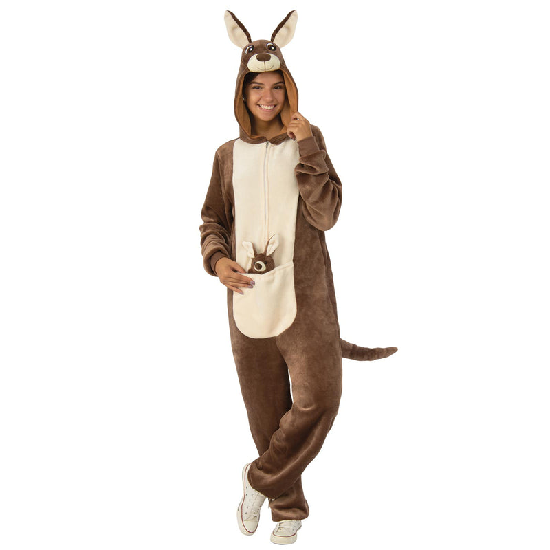 Kangaroo Furry Onesie Costume Unisex Brown