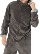 Wolf Hooded Onesie Costume Mens Grey