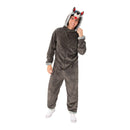 Wolf Hooded Onesie Costume Mens Grey