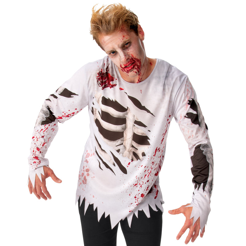 Zombie Costume Top Mens White