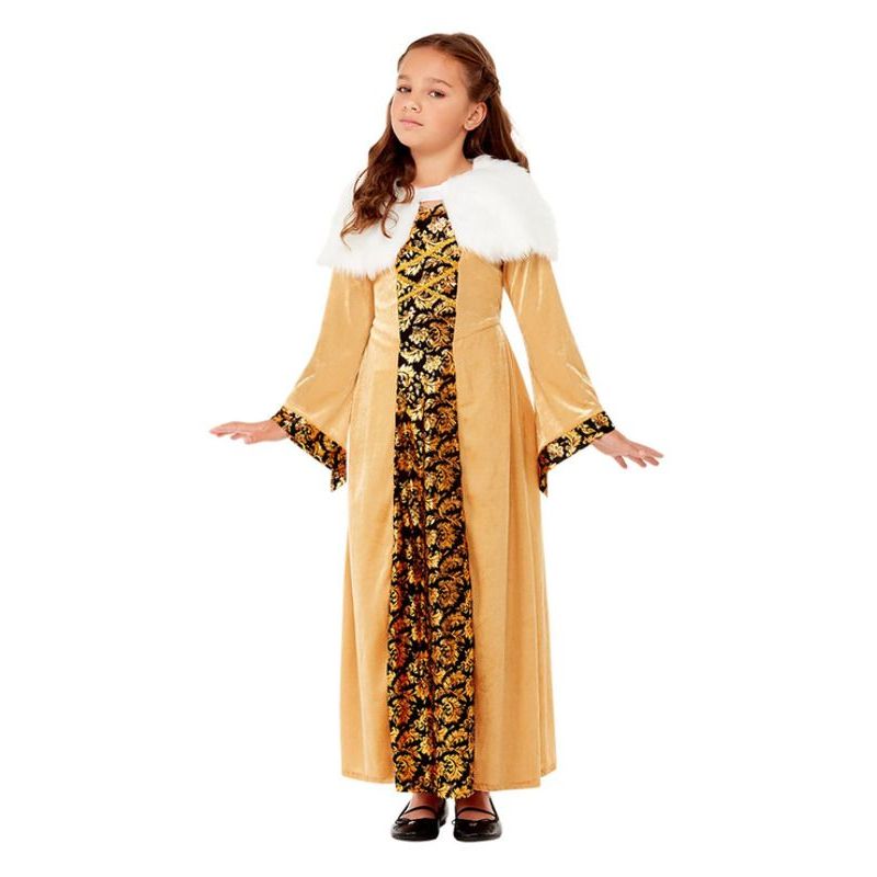 Deluxe Medieval Countess Costume Gold Girls Orange
