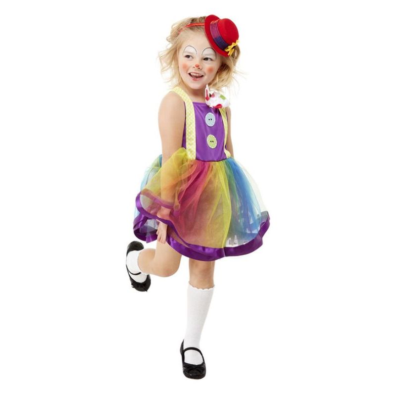 Toddler Clown Costume Purple Girls Rainbow
