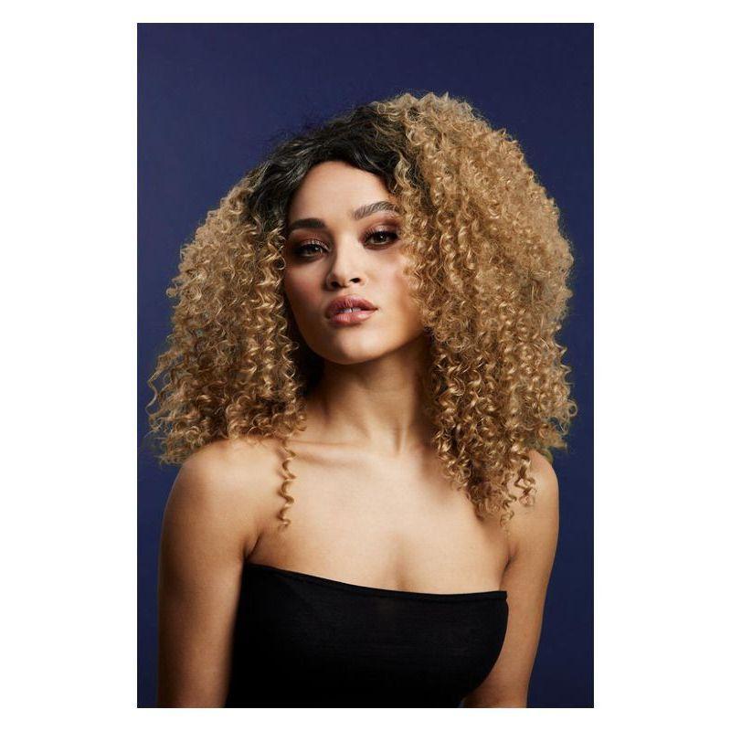 Lizzo Wig Caramel Big Curls Short Centre Parting 40cm
