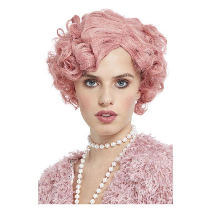 Deluxe 20s Flirty Flapper Wig Pastel Pink Womens -1