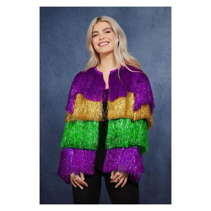 Fever Tinsel Mardi Gras Jacket Womens Purple