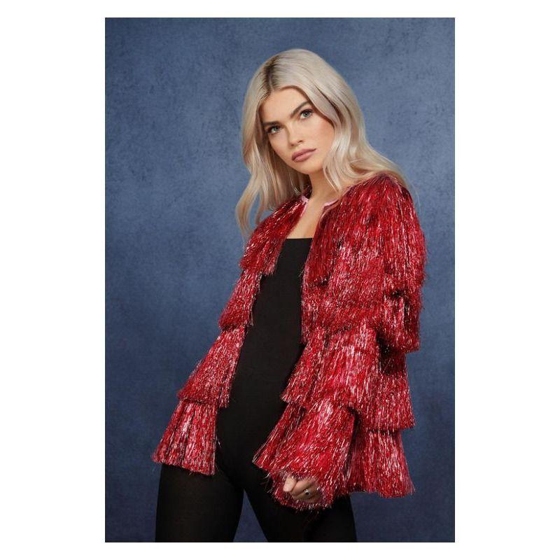 Fever Tinsel Festival Jacket Red Womens