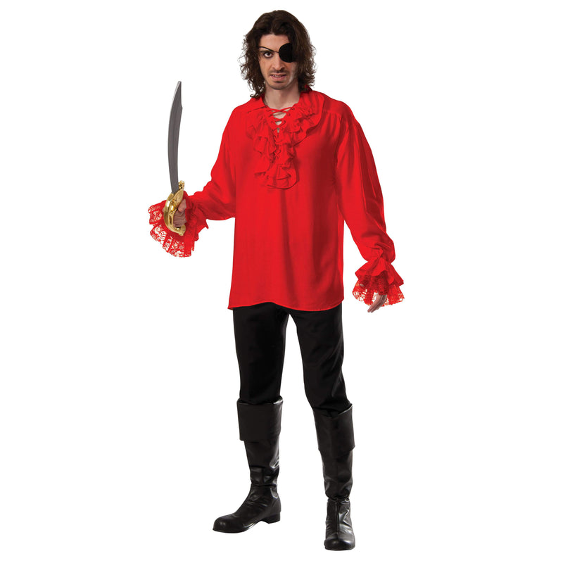 Ruffled Pirate Shirt Red Adult Mens -1
