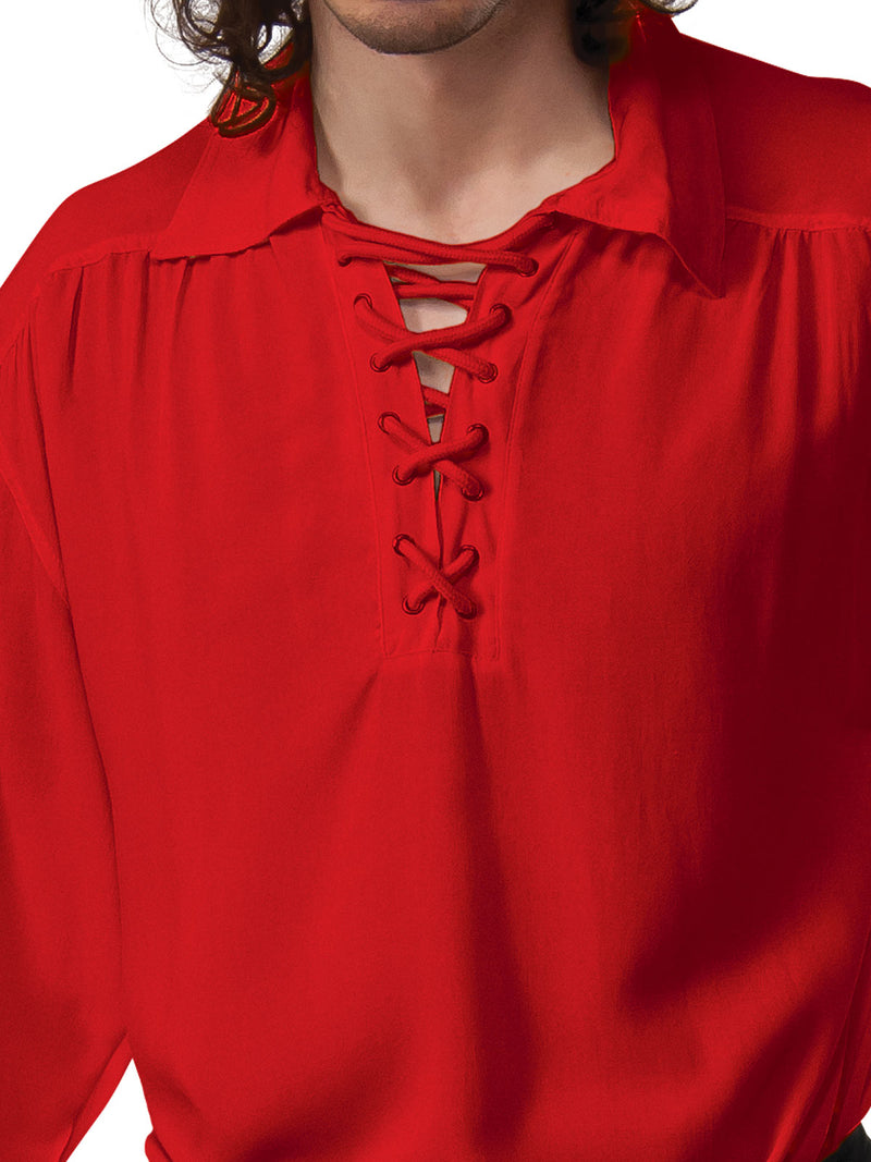 Cotton Pirate Shirt Red Adult Mens -2