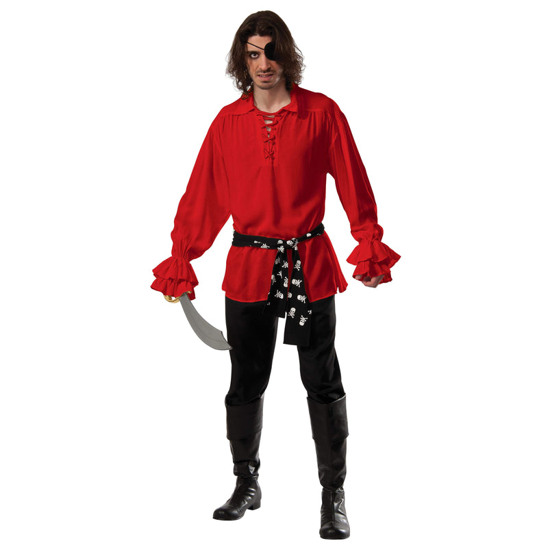 Cotton Pirate Shirt Red Adult Mens -1