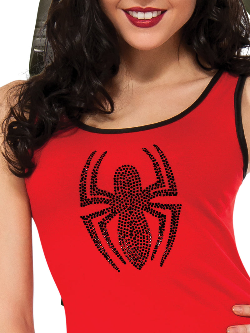 Spider Girl Rhinestone Tank Dress Womens Red -2