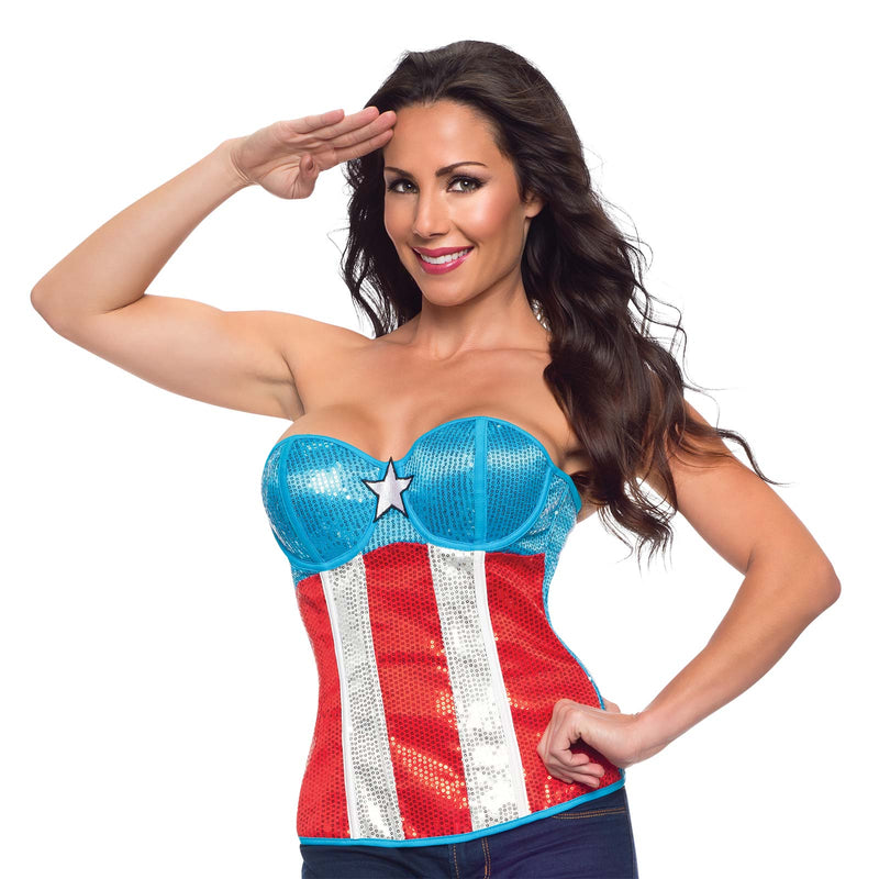 American Dream Sequined Corset Womens Red -2