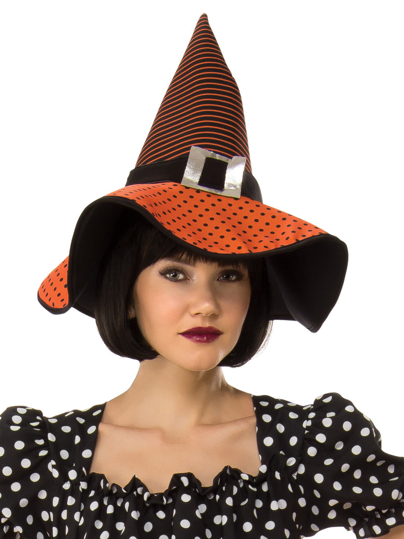 Polka Dot Witch Costume Adult Womens Orange