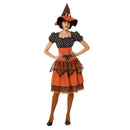 Polka Dot Witch Costume Adult Womens Orange